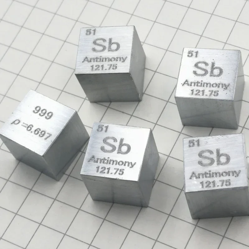 

10mm Antimony Sb Cubic Periodic Table Cube 99.99% Pure Antimony Cubic Metal Gift Rare Metal Antimony Element Block Sample