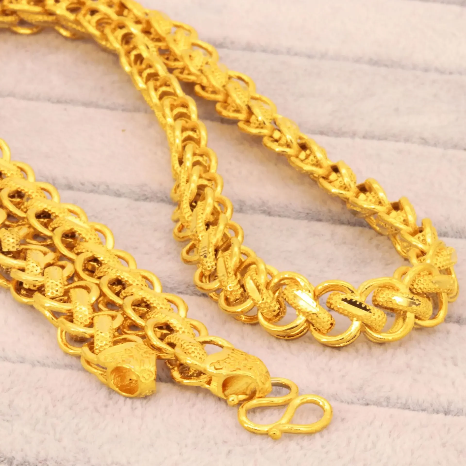 

24k Electroplated Sand Gold Men's 8mm10mm12mm Multi-Faceted Wide Keel Necklace Vacuum Gold-Plated Long-Lasting Non-Fading