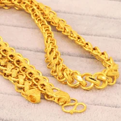 24k Electroplated Sand Gold Men's 8mm10mm12mm Multi-Faceted Wide Keel Necklace Vacuum Gold-Plated Long-Lasting Non-Fading