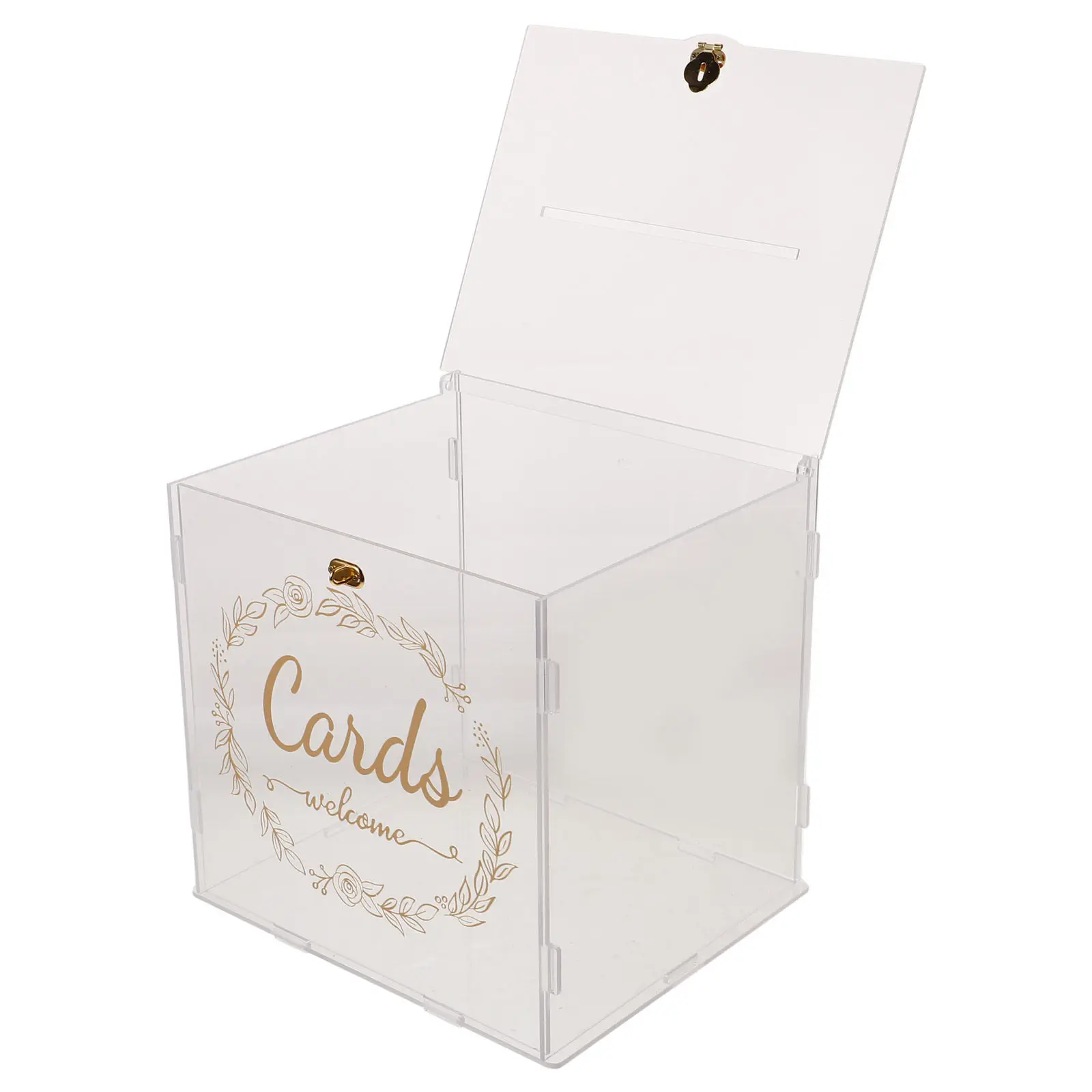 

Прозрачная акриловая коробка для свадебных открыток с замком, элегантная декоративная коробка для хранения, для открыток, денег, конвертов, фотографий, романтический сувенир для вечеринок