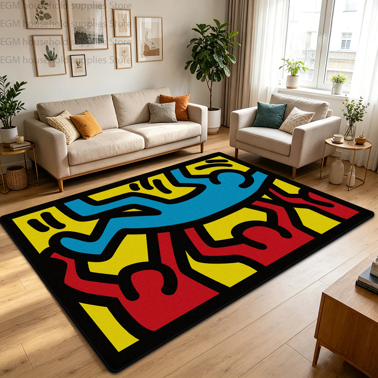 Colorful Abstract Graffiti Pop Art Carpet Living Room Large Rugs Modern Bedroom Decor Washable Non-slip Soft Fluffy Floor Mats - view 2