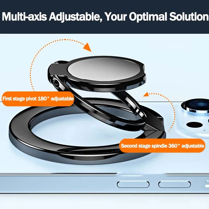 Strong Magnetic Mobile Phone Finger Ring Holder for MagSafe Magnet Foldable Cell Phone Stand Portable Ultra Thin Mount
