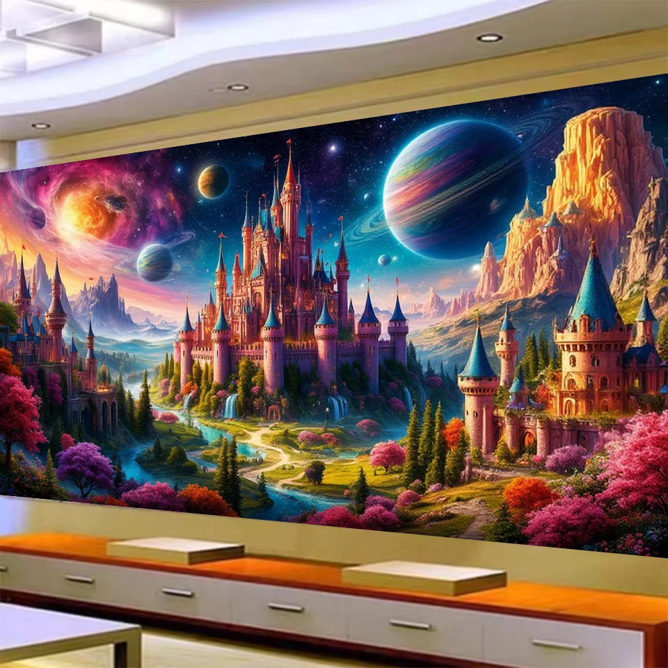 

5D большой размер алмазная живопись красивый замок горный пейзац полная квадратная круглая мозаика Diy Алмазная вышивка крестиком