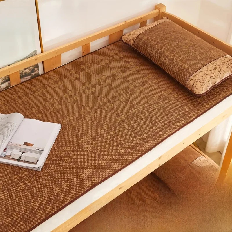 Ice Silk Wicker Mat 12 Piles 15 Meters Student Dormitory Single Bed Summer Cooling Bedding Handmade Machine Woven Foldable