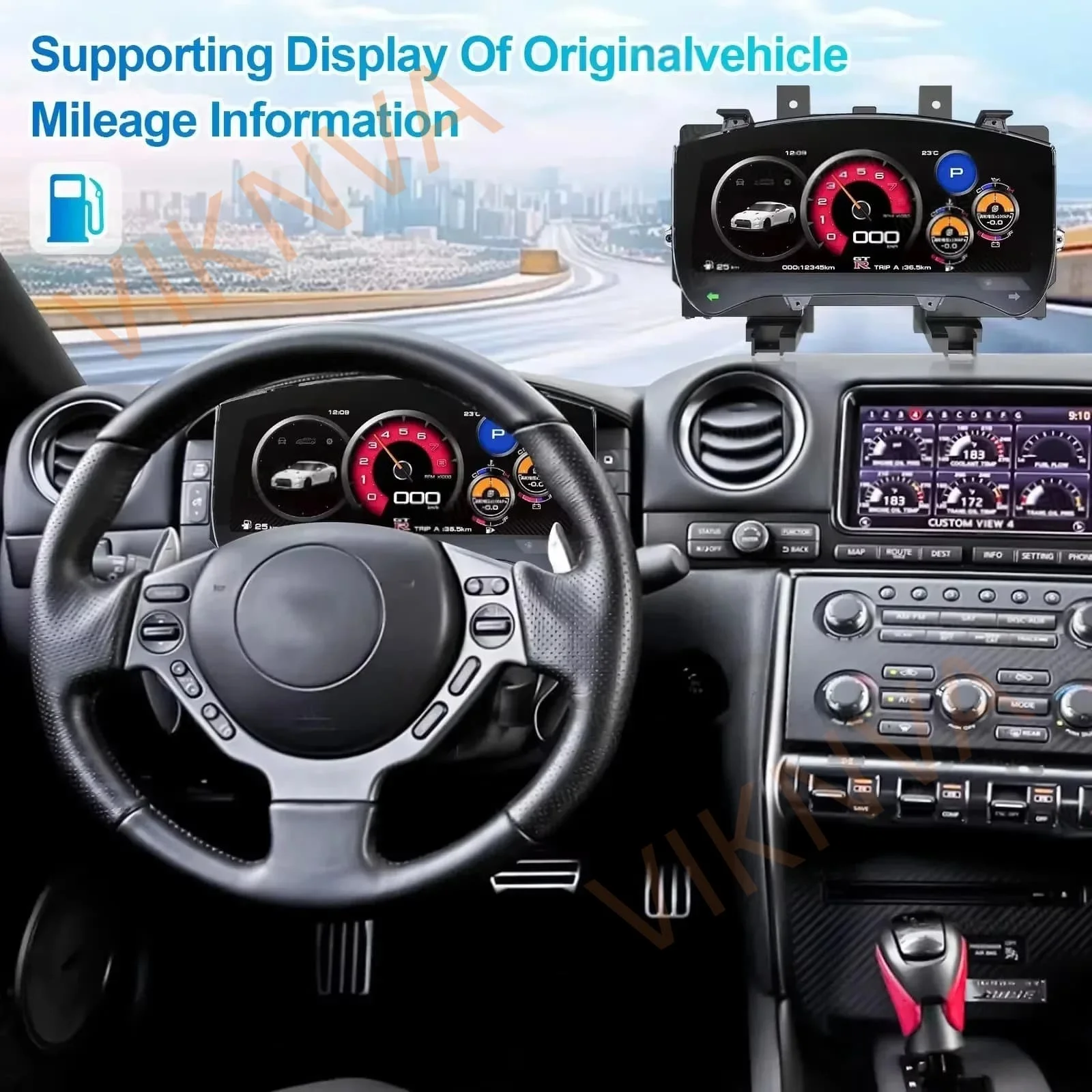 Cluster Digital Dashboard For Nissan GT-R 2004–2024 Virtual Warehouse Driving Odometer, Speedometer, Dashboard Plug-and-Play