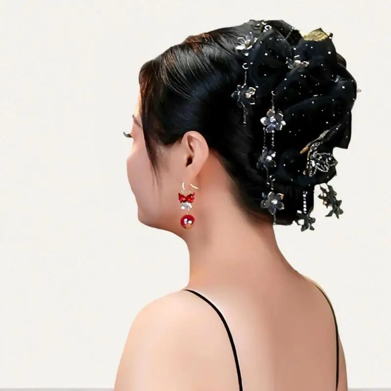 ★ ▲ Pince à cheveux élégante et tendance, motif papillon et fleur, avec pampilles, pour femmes et jeunes filles, accessoire de coiffure de luxe léger