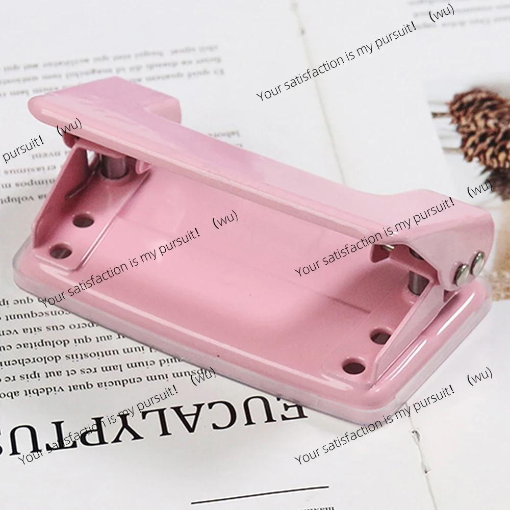 Hole Paper Punch Tool 2-Hole Metal Pink HolePuncher for Office Students Home Supplies