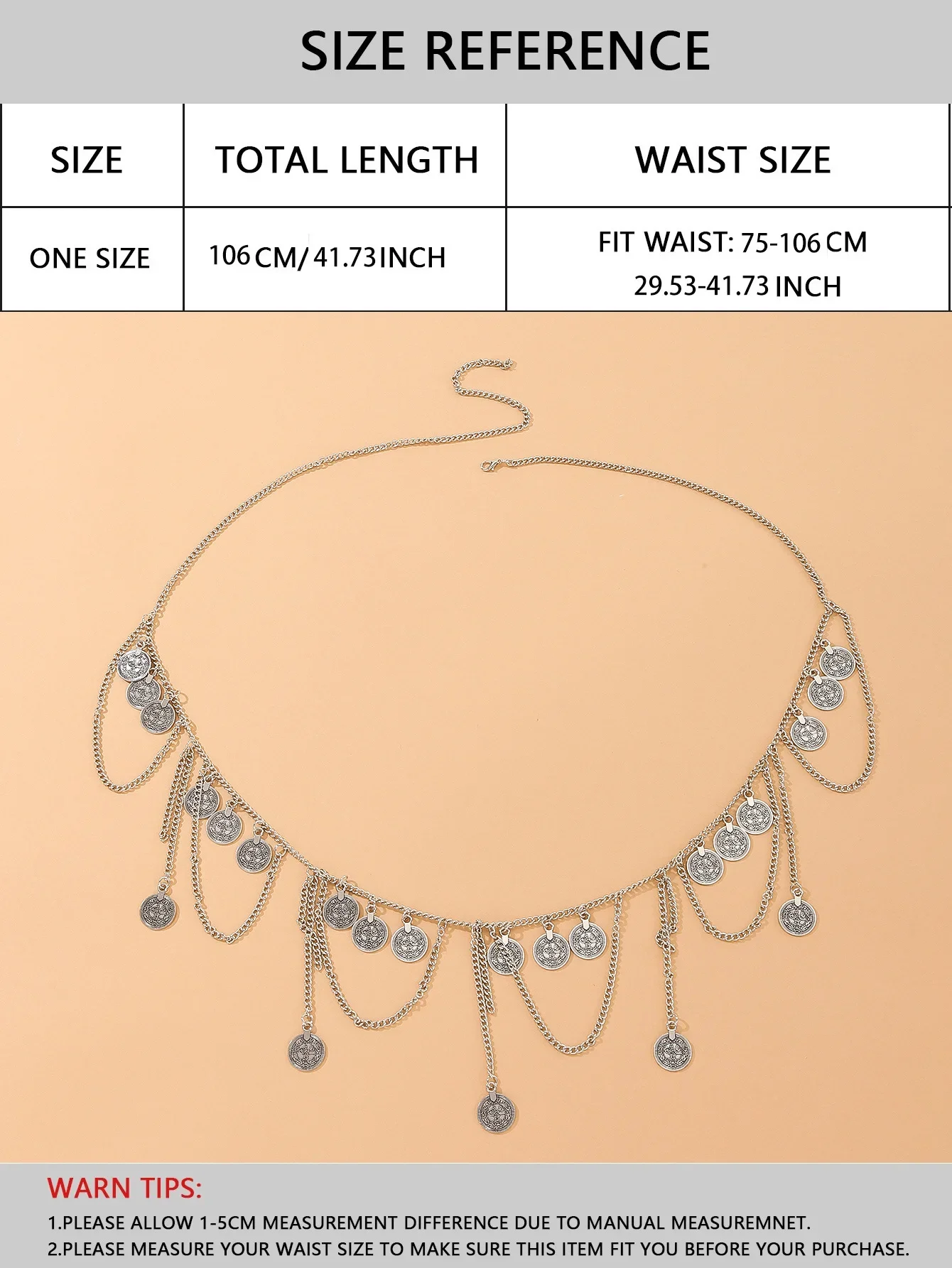 الرجعية العرقية نمط سو الخصر سلسلة معدنية عملة الجسم سلسلة تنورة سلسلة الخصر المعدنية تنوعا الملحقات #5