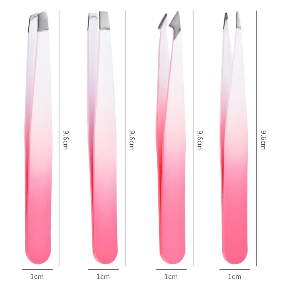 คีมถอนคิ้วที่มีสีสันเครื่องมือแต่งหน้าสเตนเลสสตีลตัวต่อขนตากำจัดขนบนใบหน้า