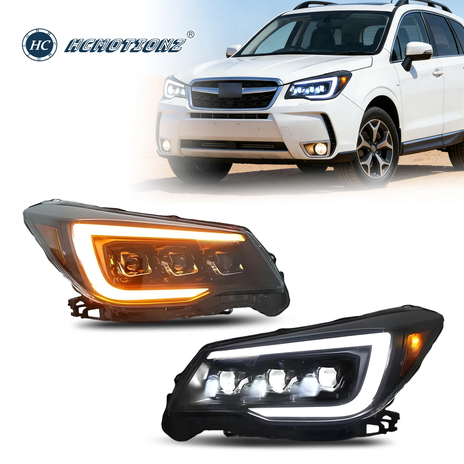 

HCMOTIONZ LED Headlights for Subaru Forester 2013-2018 DRL Start up Animation Car Front Lamps Assembly