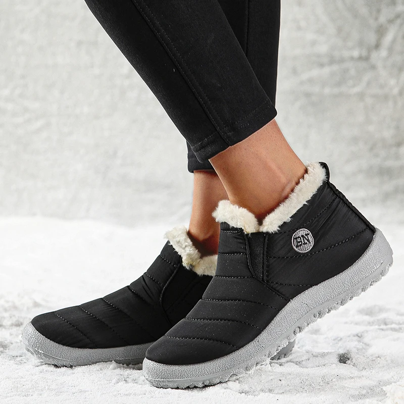 Shoes Winter Women Sneakers Waterproof New Slip On Shoes Ladies Comfortable Chunky Sneakers Solid Flat Shoes Woman Mujer