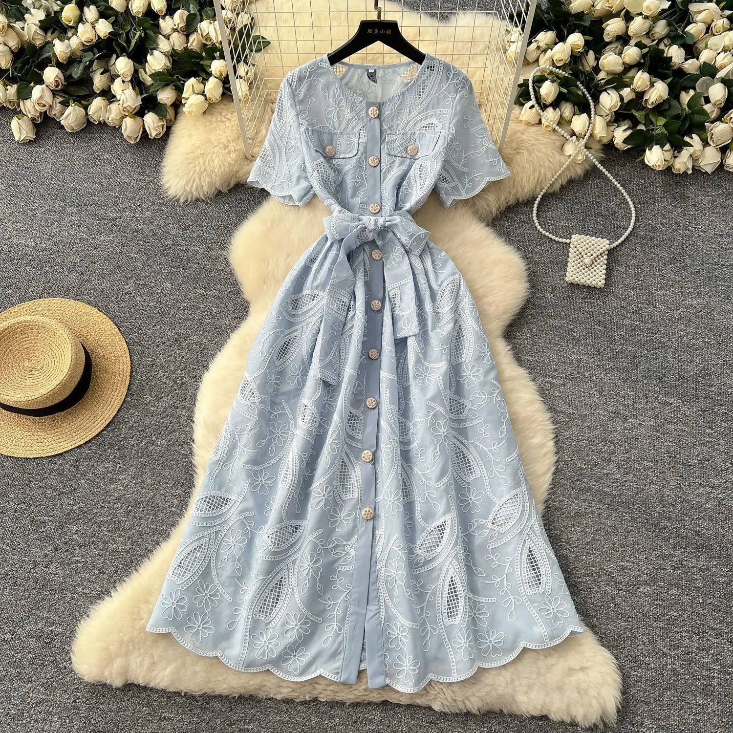 Dresses Women Vintage Long Dre - Embroidery H&M ulasan dan harga
