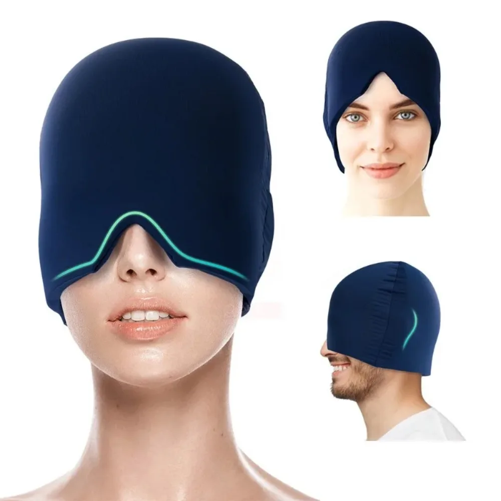 1Pcs Full Coverage Headache Relief Hat 360 Degree Hot Cold Migraine Therapy Cap Medical Solid Gel Release Pressure Head Massager