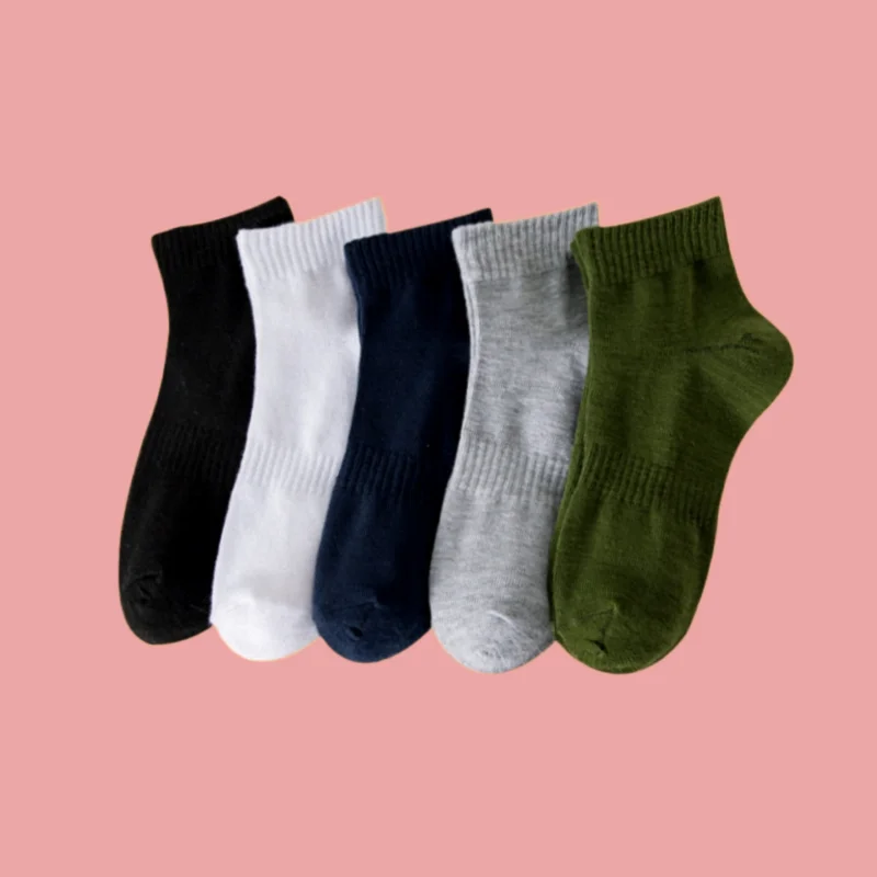 

5/10 Pairs Summer Mid-tube Socks Cotton Four Seasons Low-tube Solid Color Casual Black And White Boat Socks Couple Socks