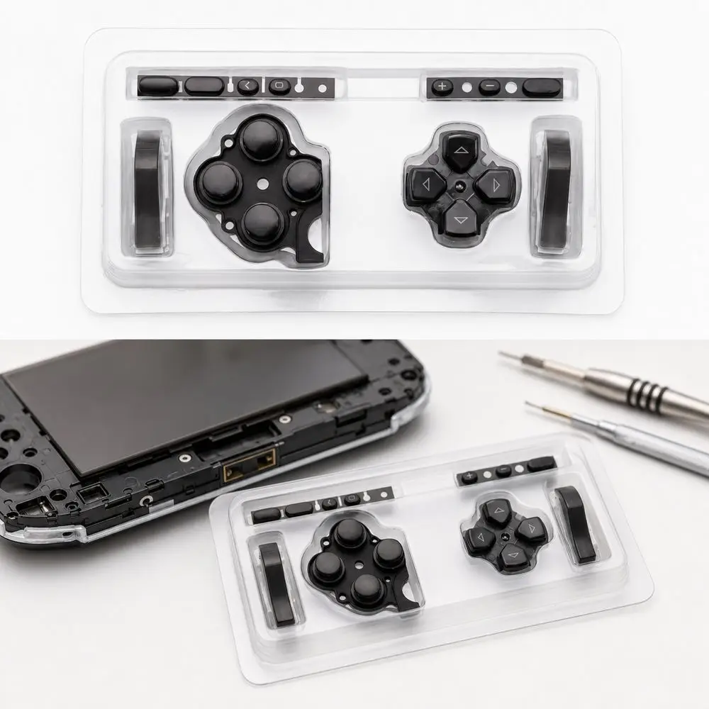 1Set Button Replacement Kit LR Buttons ABXY Select Start Home Game Console Buttons High Quality D PAD Volume Key for PSP3000