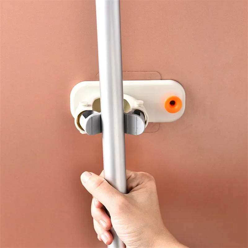 

Hole Free Mop Hook Strong Paste Wall Hanging Household Traceless Storage Mop Clip Bathroom Mop Rack