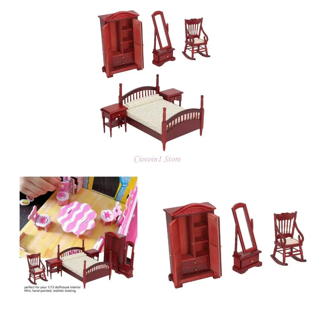 

Y1UB Retro Miniature Furniture 6pcs Деревянные кукол.