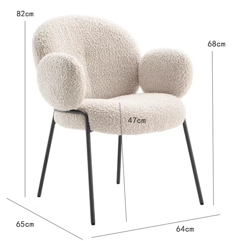 Boucle Cushions Dining Chairs Modern Bedroom Backrest Upholstered Dining Chairs Soft Cafe Chaises Salle Manger Home Furniture