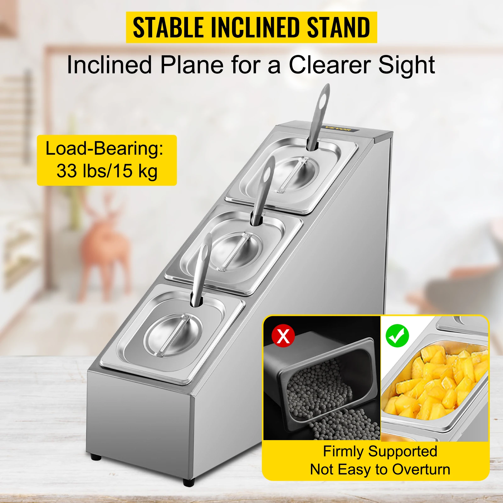 Vevor inclinado spice rack prateleira tempero organizador titular 3/4 grades de aço inoxidável ingredientes recipientes de armazenamento com concha