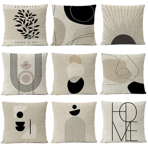 Schwarzes geometrisches Leinenspielkissenbezüge, Boho Bohemia -Kissen, dekorative Kunstdekoration, Kissenbezugsofa, 60x60 10 Hauptverkaufskissenbezug 60x60 - №9