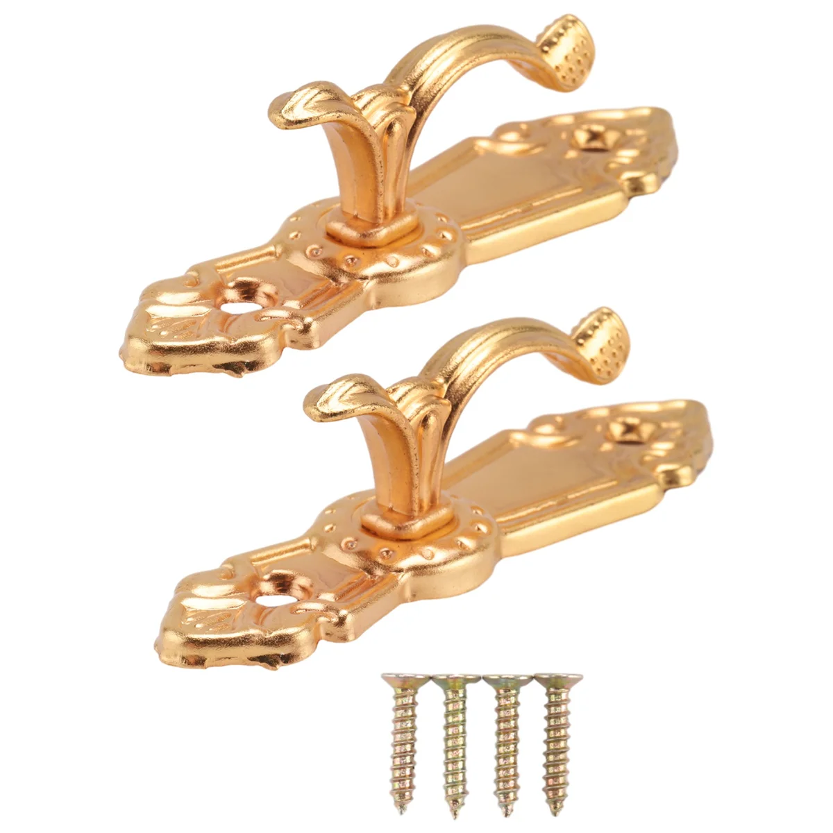 T71C Screw Mount Curtain Tassel Tie Back tieback Wall Hooks 2PCS Gold Tone