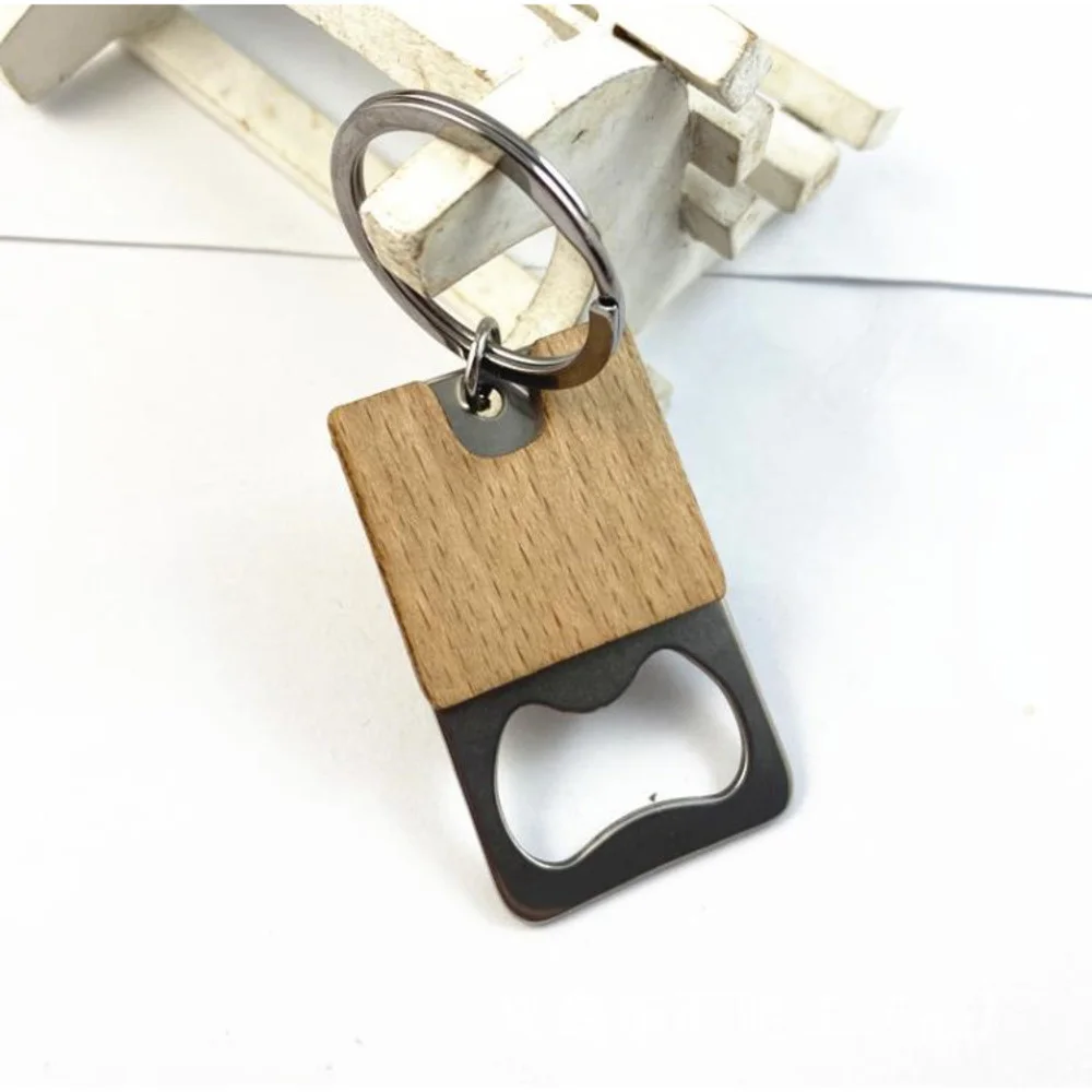 Portable Small Bottle Opener With Wood Handle Wine Beer Soda Glass Cap Bottle Opener Key Chain For Home Kitchen Bar