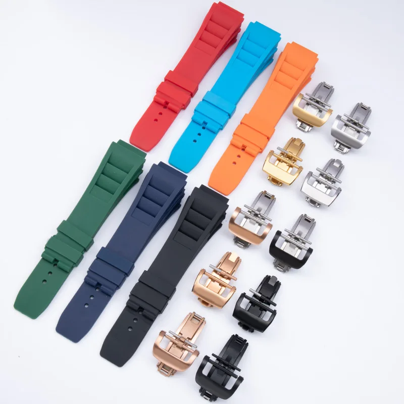 Original Quality Soft Colorful 25mm*20mm Waterproof Natural Rubber Watchband For Richard Mille Watch strap Bracelet