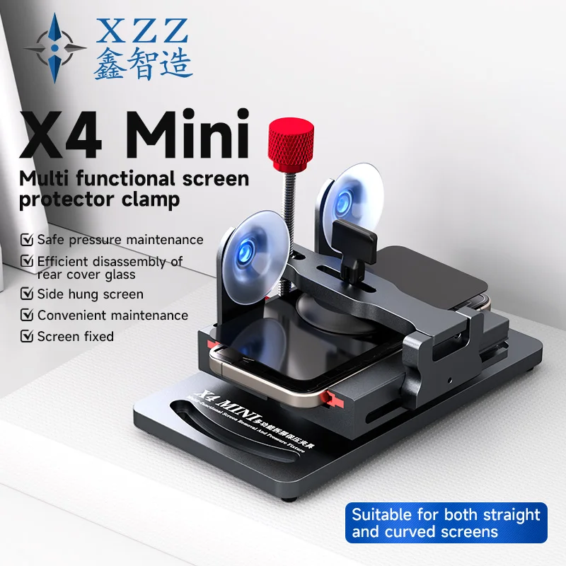 

XZZ X4-Mini Phone Repair Clamp Tool for Back Cover Removal Battery Pressing 88-110mm Range 360 Rotation Sponge Protection Repair