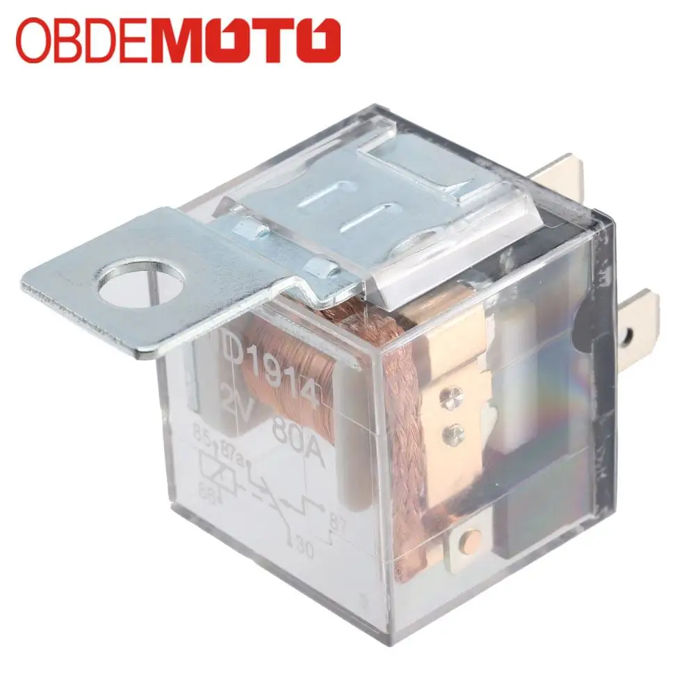 Auto Car Relay JD1914 12V 80A 5 Pin Transparent Type Switching Contact Form for Automobile Motorcycle Electronic Control Device