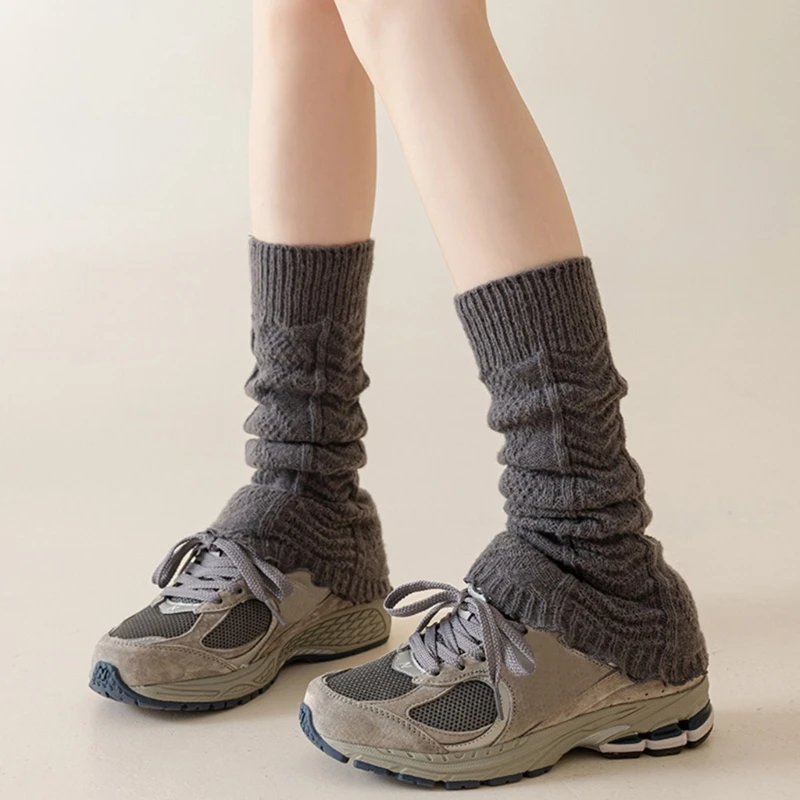 Cable Knitted Leg Covers Warmers Footless Middle Calf Boot Cuffs Socks for Women