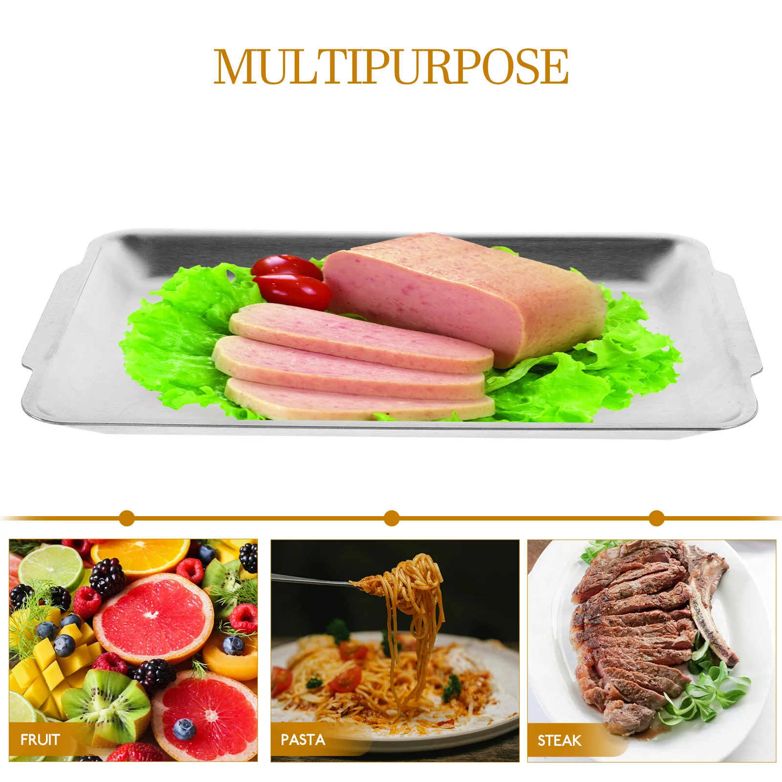 

Stainless Steel Fruit Plate Rectangle Metal Food Plate Serving Dish For Cake Bbq Salad Appetizer Snack Kitchen Use