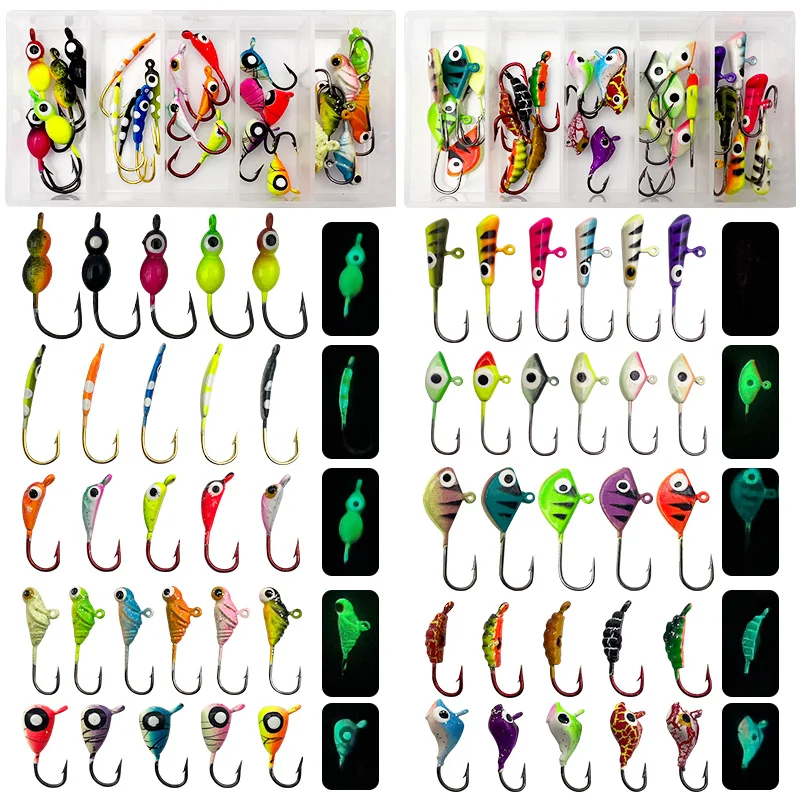 26/27 PCS/box Winter fishing hooks, ice fishing hooks, boxed mini lead hooks, bait hooks set, ice fishing hooks