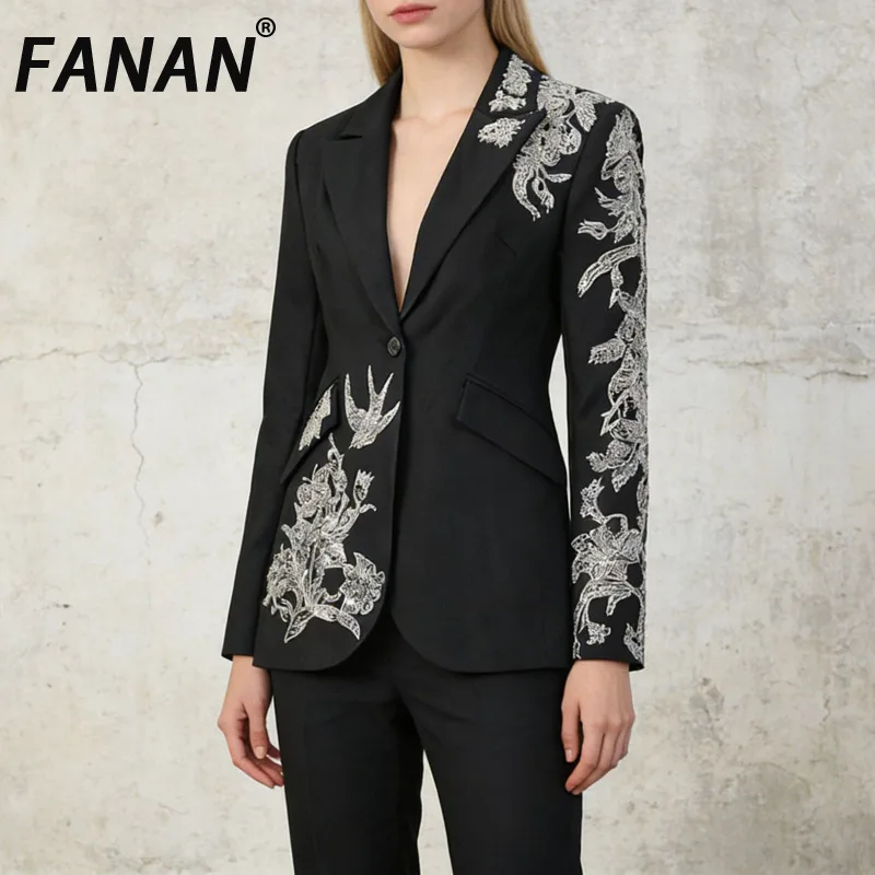 

Элегантные блейзеры FANAN с пайетками для женщин, контрастные жакеты с присборенной талией, элегантные женские пальто, новинка весны 2026