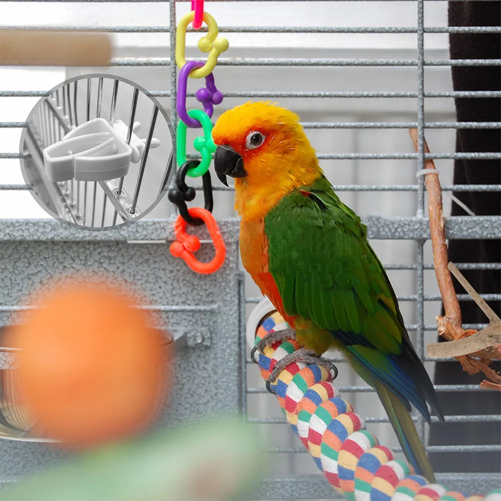 

6pcs Bird Cage Feeder Food Clip Vegetable Holder Parrot Supplies Durable Plastic Cage Bar Fixing Design Bird Food.clips Pet