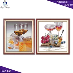 Joy Sunday Red Wine And Fruits Cross Stitch Kits, Sweetnessand Poetic Romantic Wine Home Decor, J046, J794