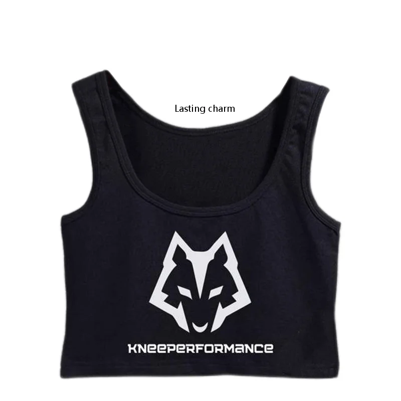 Durable Charm Creative Round Kneeperformance Letter Print Crop Top