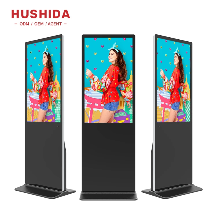 HUSHIDA Big Size Touch Screen Information Kiosk Lcd Display Standing Digital Signage for Store