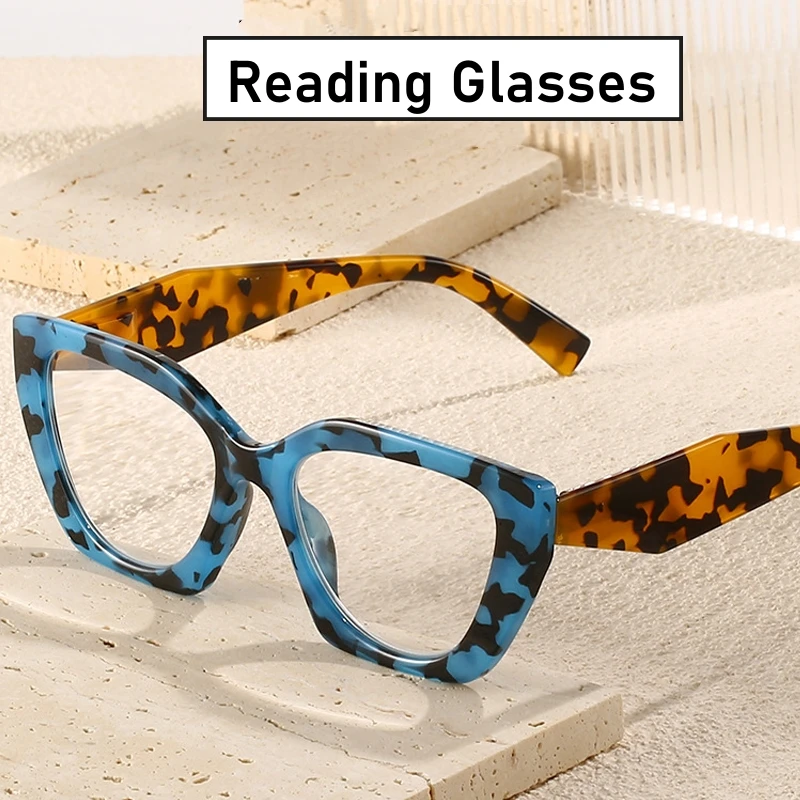 

New Ins Cat Eye Reading Glasses Unisex Fashion Anti Blue Light Hyperopia Men Women Oversized Vintage Retro Far Sight Eyeglasses