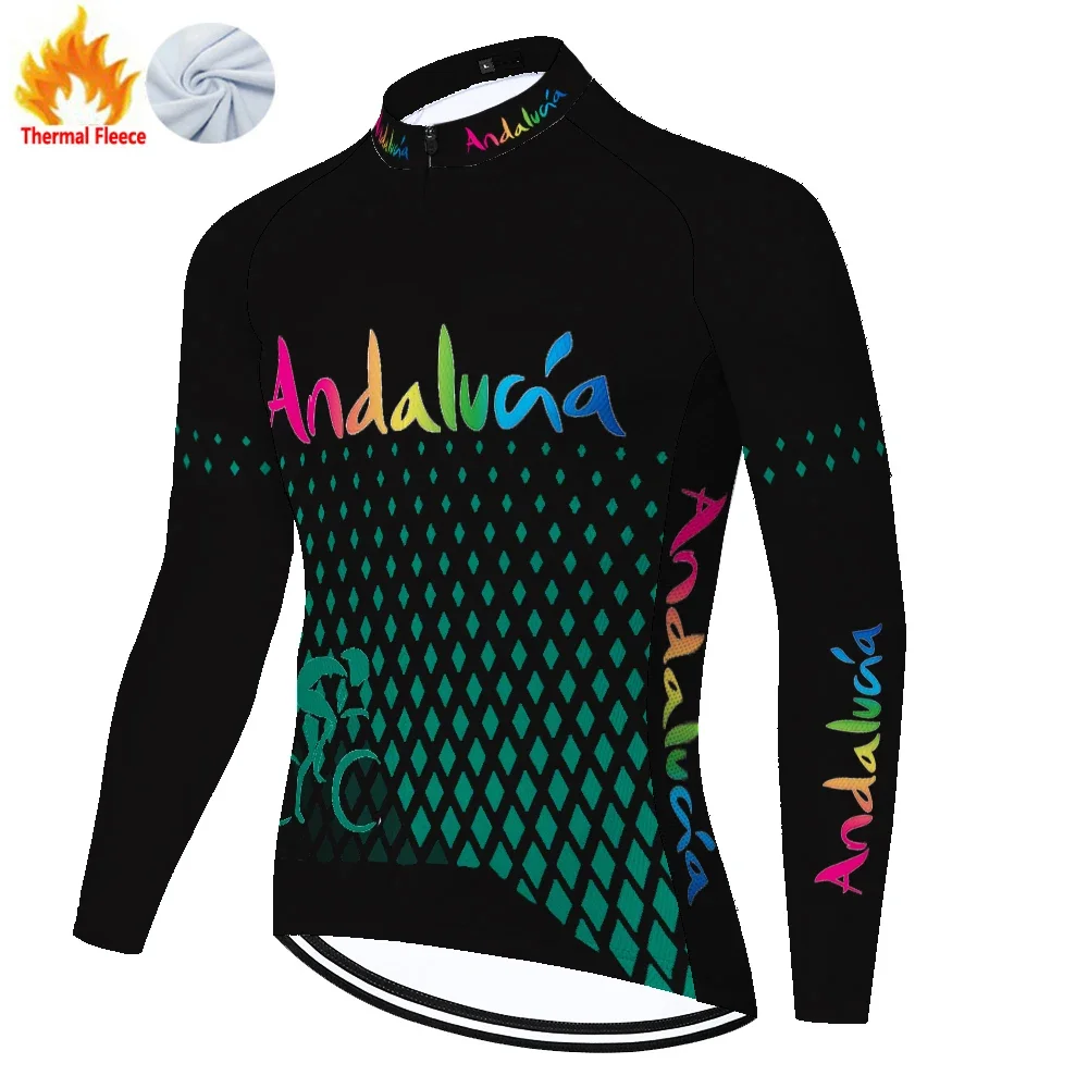 Andalucia inverno velo térmico homme camisas camisas divisa maillot masculino ropa ciclismo hombre maglia ciclismo uomo