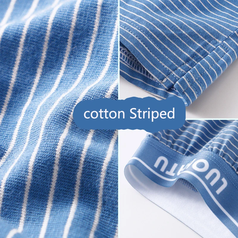 Loose Cotton Briefs Men Boxer Shorts Comfortable Summer Large Size M-3xl Home Sleeping Shorts Boxer Shorts Trend Striped Multi-c