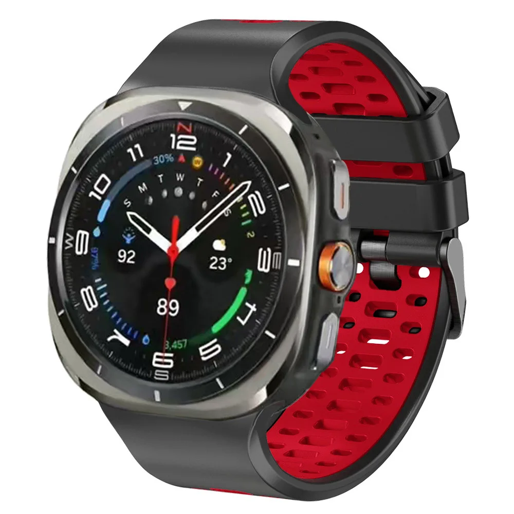 Tali Silikon Dua Warna Lembut untuk Jam Tangan Samsung Galaxy Ultra 47Mm Gelang Aksesori Pria untuk Galaxy Ultra 47Mm Tali Bersirkulasi