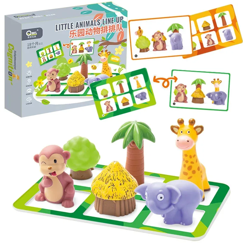 Permainan Mencocokkan Hewan untuk Anak-Anak, Montessori, Latihan Logika Ruang, Imajinasi, Papan Teka-Teki, Tantangan Berpikir, Mainan Sensorik Intelektual