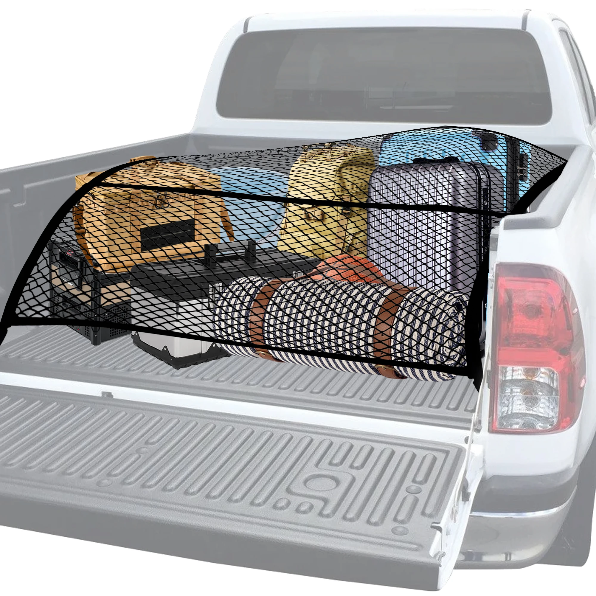 

Высокоэластичная грузовая сетка 1,2 м, двухслойная грузовая сетка для пикапа, корпус грузового багажника, эластичная фиксированная сетка, противоскользящая сетка, сетка для багажа автомобиля