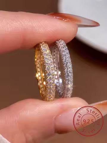 925 Sterling Silver Fashionable Simplicity Full Zircon Round Ring For Women Daily Life Anniversary High Quality Fine Jewelry