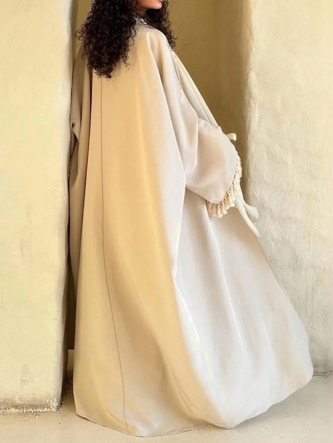 Abbayas de Dubái para mujer, vestido musulmán Abayas abiertas con flecos, cárdigan tipo kimono, caftán marroquí, bata femenina, Abayo de Dubái, ropa islámica