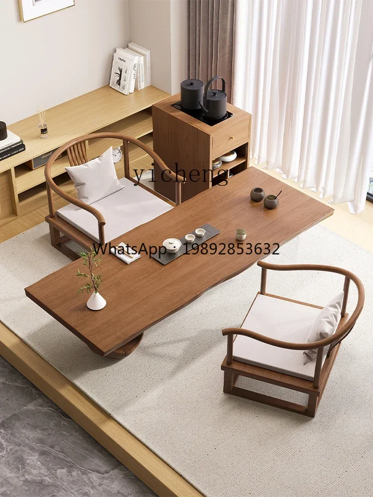 XL simple solid wood large board balcony tatami zen tea table household