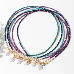 Trendy Small Crystal Necklaces Women Natural Stone Pearl Pendant Necklace Stone Choker Party Accessory Neck Jewelry Fashion Boho