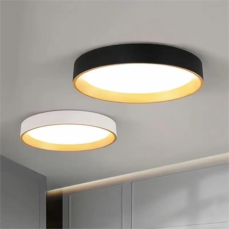 Japanese Minimalist Creative Wood Grain LED Ceiling Lights Half Round Moon Lamp Study Bedroom Lobby Entrance Lighting Fixtures