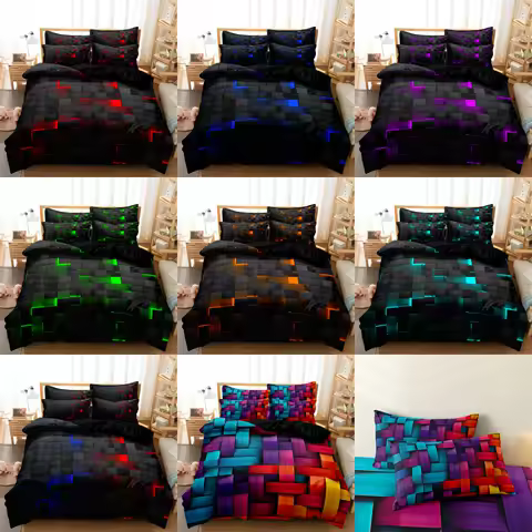 3pcs Modern Grid Plaid Checked Print Quilt Duvet Cover Bedding Set, Soft Comfortable Included (1*Duvet Cover &amp; 2*Pillowcase）