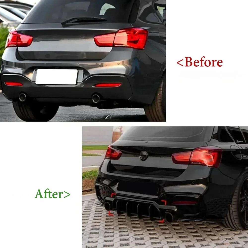 Car Rear Bumper Lip For BMW 1 Series F20 LCI M140i 2015-2019 MP Style Diffuser Splitter Fins Auto Aftermarket Car Accessories